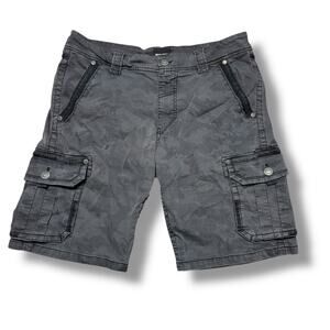 Vintage Y2K Affliction Cargo Shorts Gray Camo Grunge Sz 36